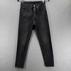 Levis Jeans Womens Size 24 Black Gray Denim Wedgie Tapered Icon Fit Button Fly‎